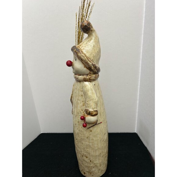 Ceramic Snowman Figurine Glitter Twig & Red Nose Festive Winter Holiday Decor - Picture 8 of 12